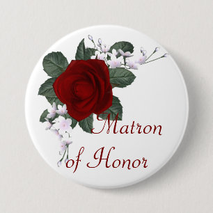 KRW Red Rose Matron of Honor Wedding Pin