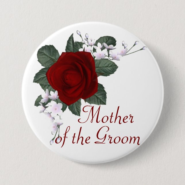 KRW Red Rose Mother of the Groom Wedding Pin (Front)