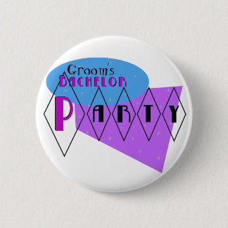 KRW Retro Bachelor Party Purple Custom Pin. Pinback Button