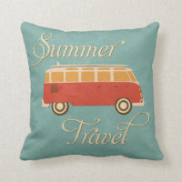 KRW Retro Camper Summer Travel Decor Pillow