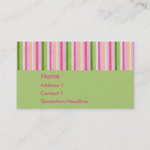 KRW Retro Pink and Green Stripe Business Card