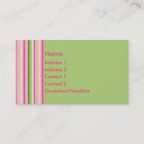 KRW Retro Pink and Green Stripe Business Card