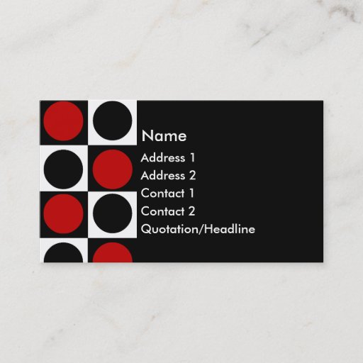 Customizable KRW Retro Red White and Black Squares and Circles Business Card