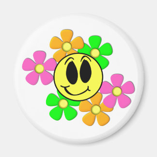 KRW Retro Smile Face and Neon Flowers Magnet