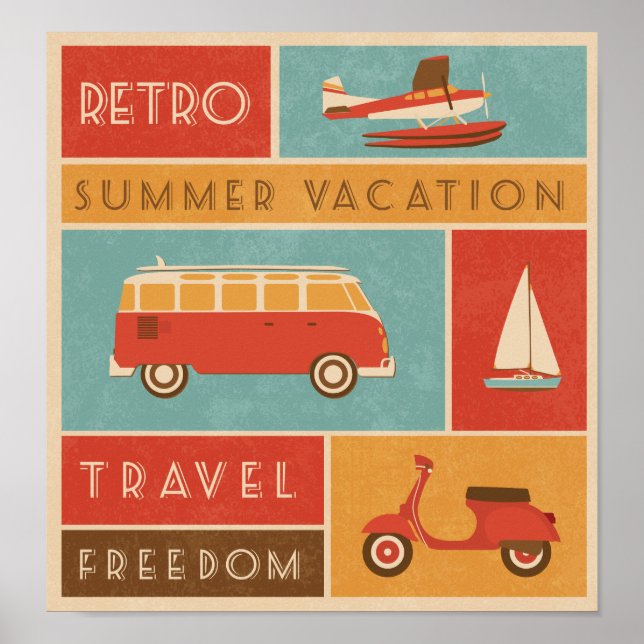 KRW Retro Summer Vacation Travel Poster (Front)