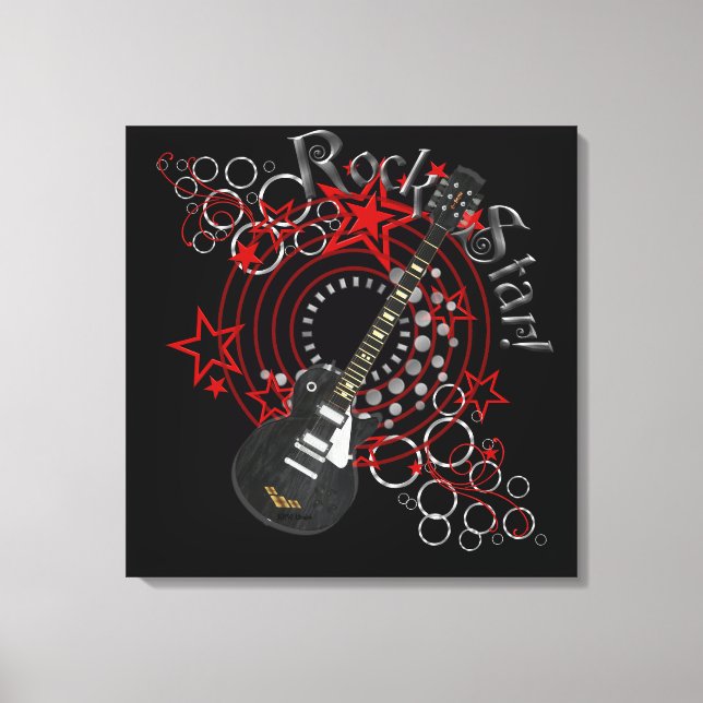 KRW Rock Star Guitar Art Canvas Print (Front)