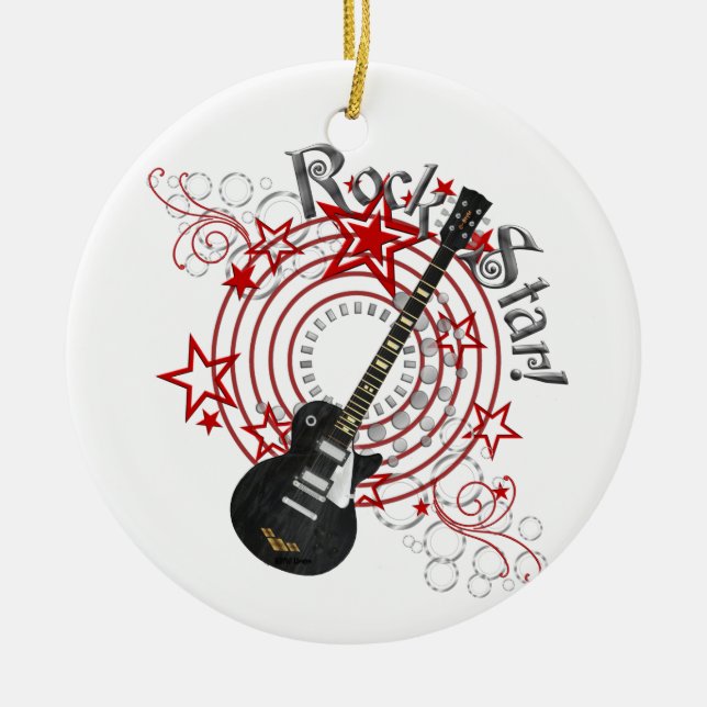KRW Rock Star Guitar Grunge Ornament (Front)