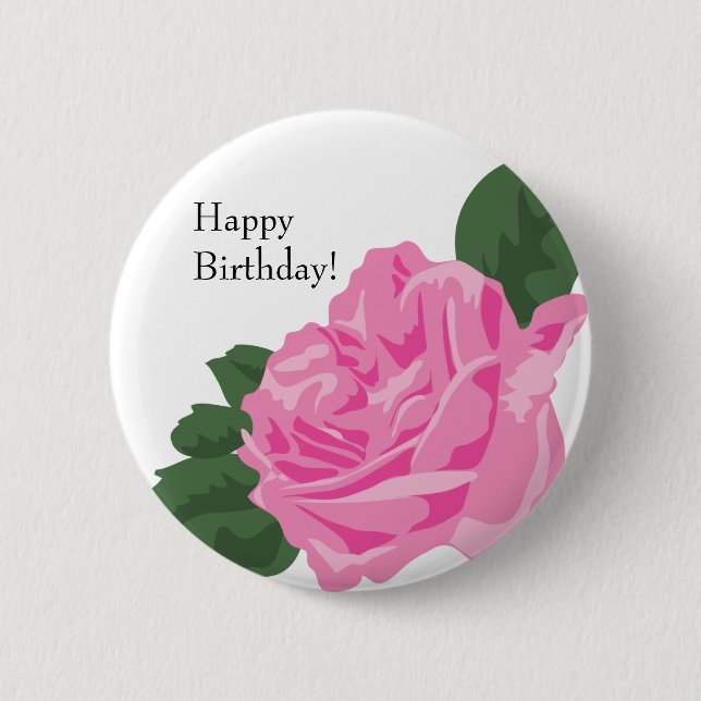 KRW Rose Happy Birthday Button Favor (Front)