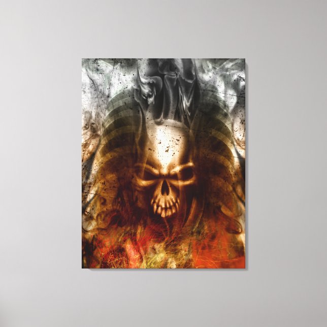 KRW Smoldering Skull Wrapped Canvas Art (Front)