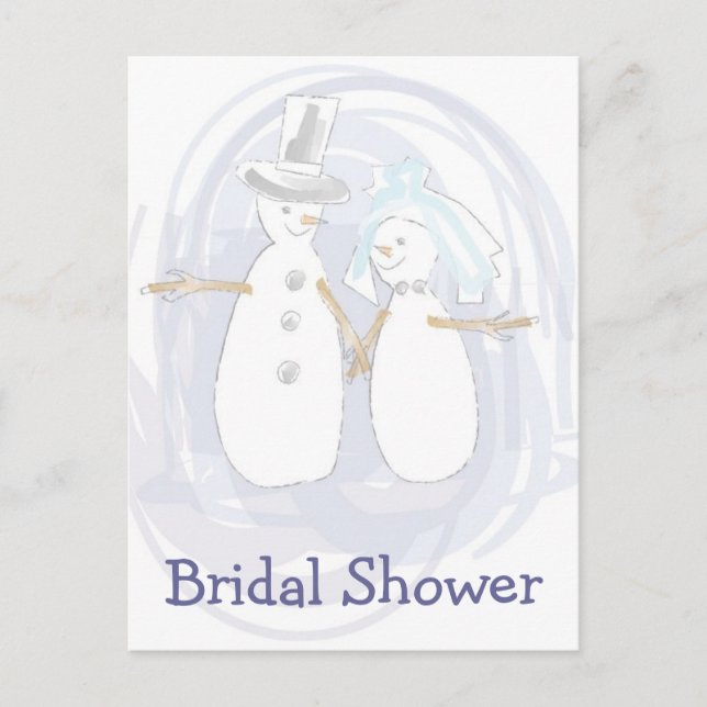 KRW Snowmen Custom Shower Invitation Postcard (Front)