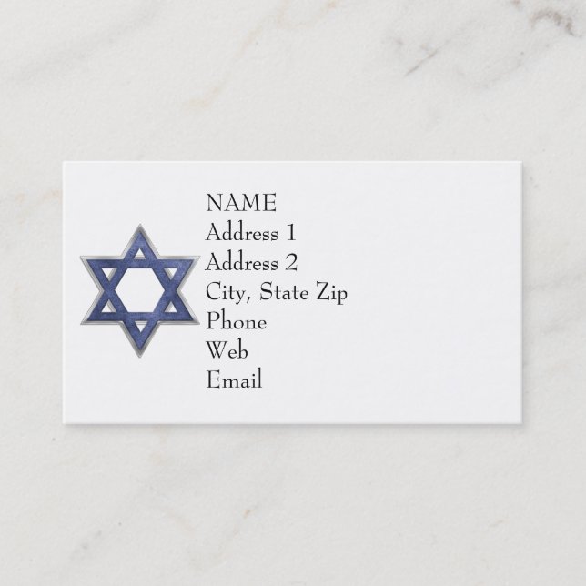 KRW Star of David Custom Business Card (Front)