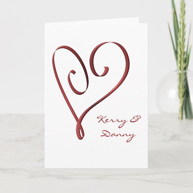 KRW Stylized Red Heart Custom Wedding Invitation (Front)