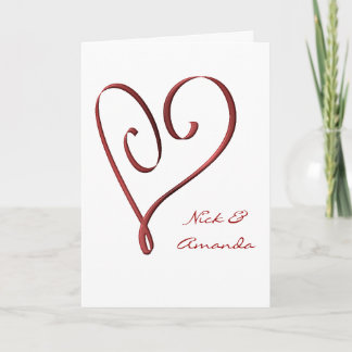 KRW Stylized Red Heart Custom Wedding Invitation