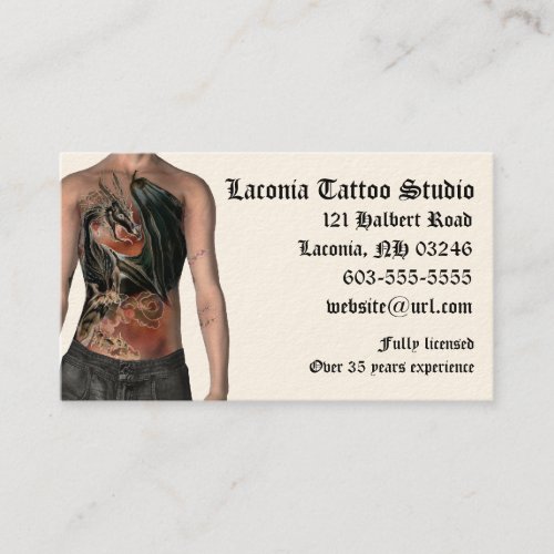 KRW Tattoo Studio Custom Appointment Card Business Card