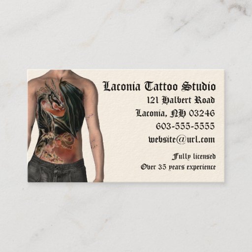 Customizable KRW Tattoo Studio Custom Appointment Card Business Card