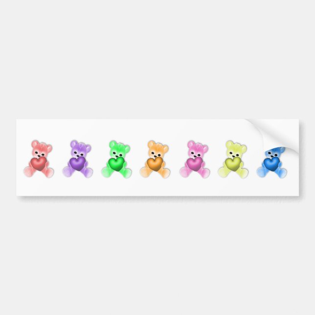 KRW Teddy Rainbow Bumper Sticker (Front)
