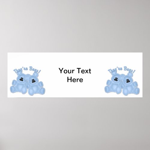 KRW Theyre Boys Twin Blue Bears Shower Banner Poster