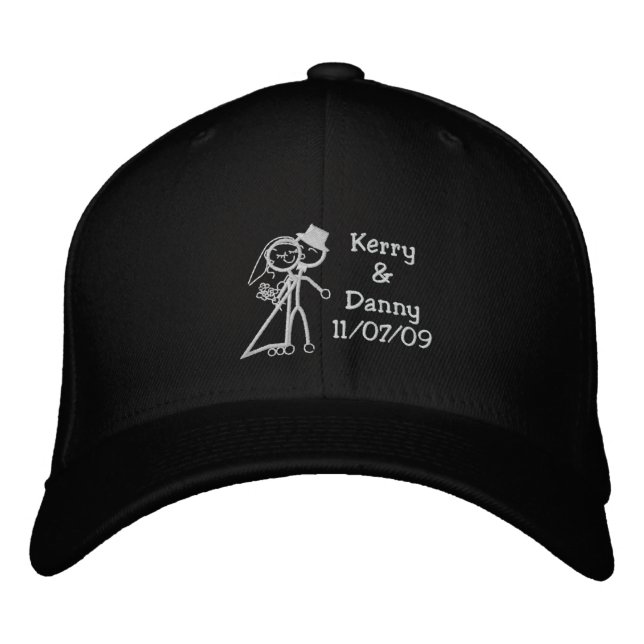 KRW Toon Bride and Groom Custom Name Embroidered Baseball Cap (Front)