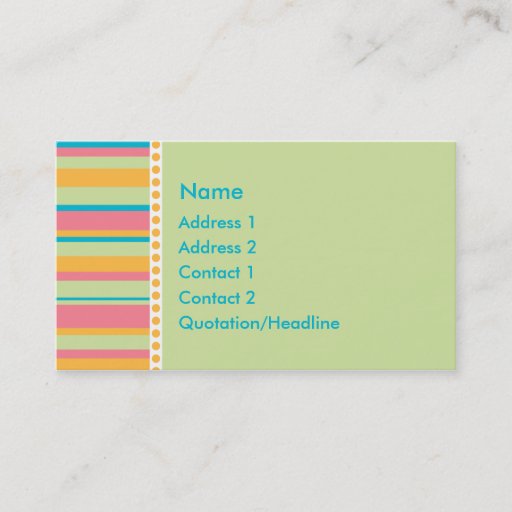 Customizable KRW Tropical Stripe Custom Business Card