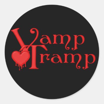 Krw Vamp Tramp Blood Dripping Heart Classic Round Sticker by KRWDesigns at Zazzle