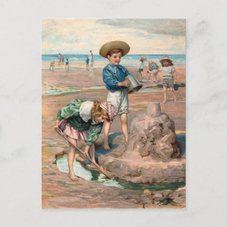 KRW Vintage Beach Illustration Postcard