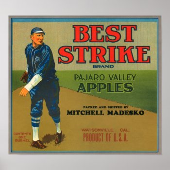 Krw Vintage Best Strike Apples Crate Label Poster by KRWOldWorld at Zazzle