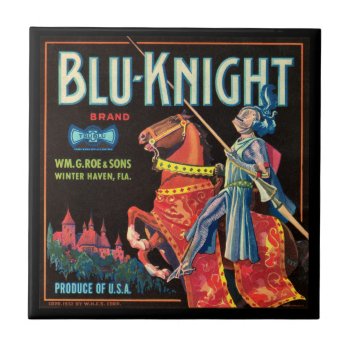 Krw Vintage Blu-knight Fruit Crate Label Tile by KRWOldWorld at Zazzle
