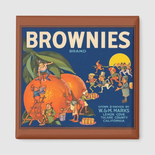 KRW Vintage Brownies Orange Fruit Crate Label Magn Magnet