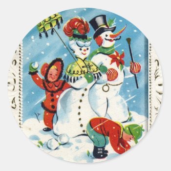Krw Vintage Children At Play Christmas Sticker by KRWHolidays at Zazzle