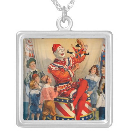 Krw Vintage Circus Clown Sterling Silver Necklace