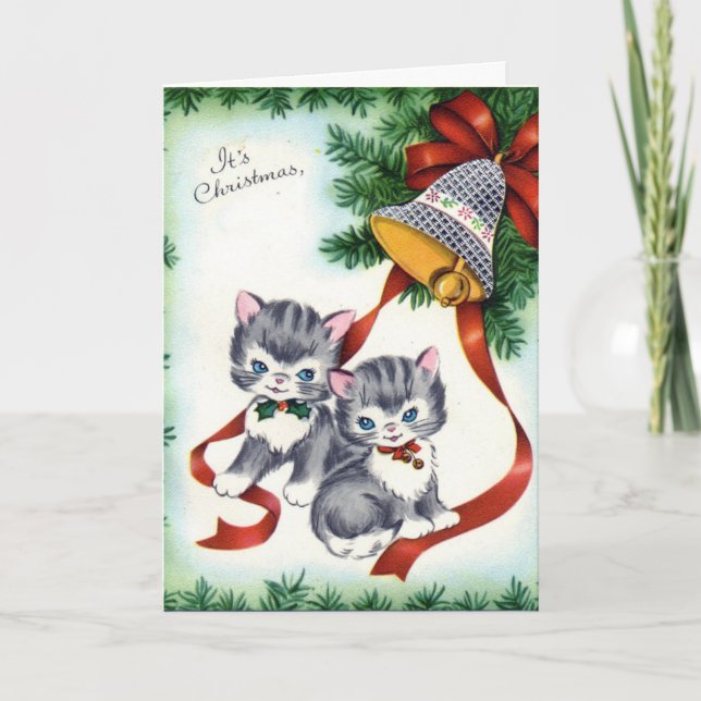 KRW Vintage Cute Kittens Christmas Card (Front)