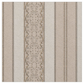 KRW Vintage Elegant Beige Scroll Stripe Fabric