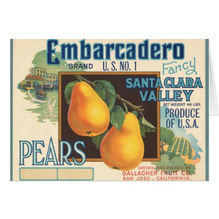Krw Vintage Embarcadero Pears Crate Label