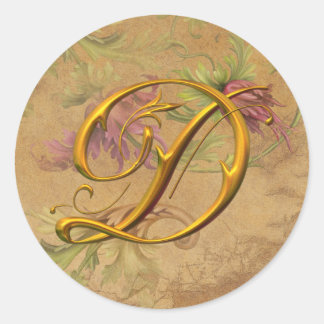 KRW Vintage Floral Gold D Monogram Wedding Seal