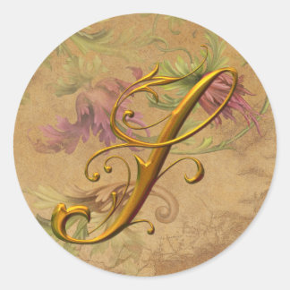 KRW Vintage Floral Gold S Monogram Wedding Seal