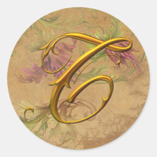 KRW Vintage Floral Gold T Monogram Wedding Seal