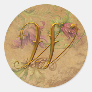 KRW Vintage Floral Gold W Monogram Wedding Seal