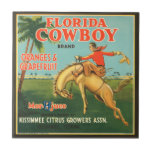 KRW Vintage Florida Cowboy Citrus Fruit Label Tile<br><div class="desc">KRW Vintage Florida Cowboy Citrus Fruit Label</div>