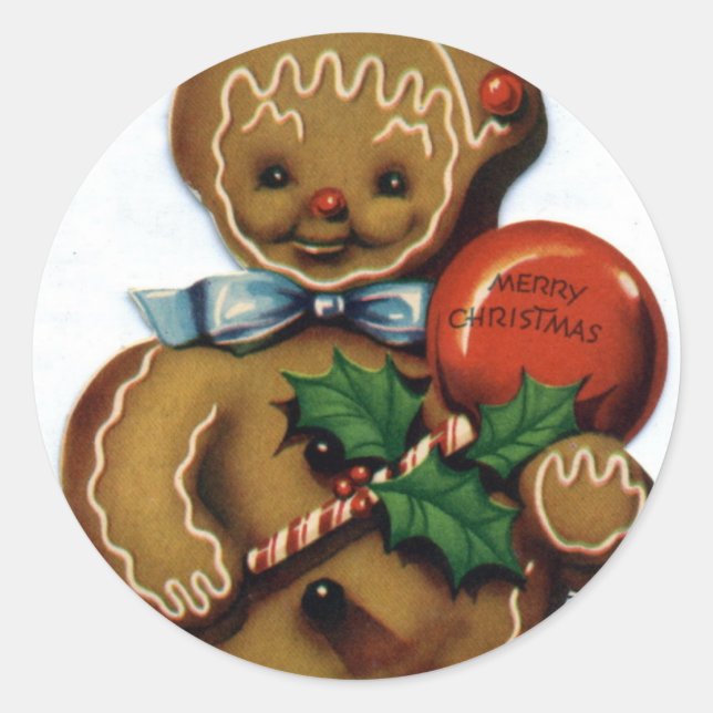 KRW Vintage Gingerbread Man Holiday Sticker (Front)