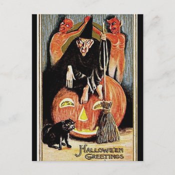 Krw Vintage Halloween Greetings Postcard by KRWOldWorld at Zazzle