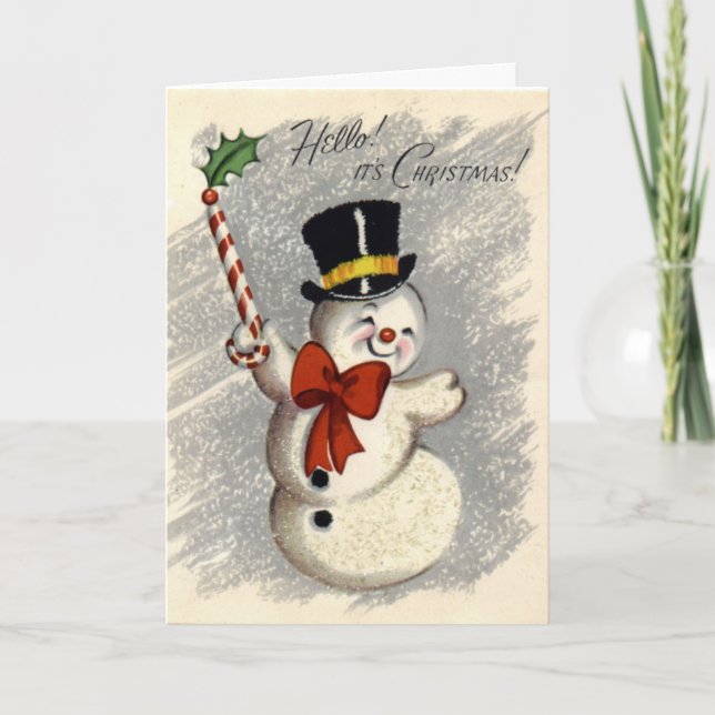 KRW Vintage Happy Snowman Christmas Card (Front)