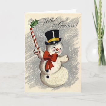 Krw Vintage Happy Snowman Christmas Card by KRWOldWorld at Zazzle