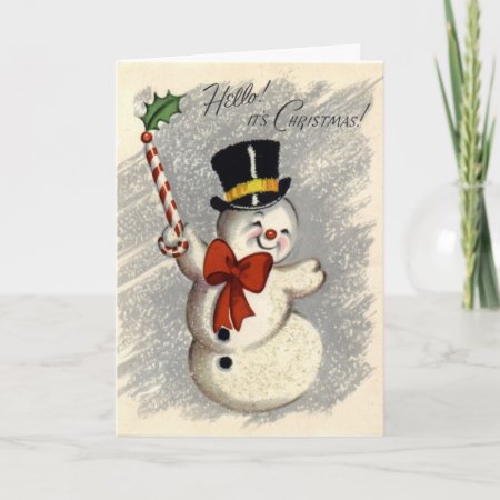 Krw Vintage Happy Snowman Christmas Card