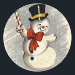 KRW Vintage Happy Snowman Christmas Sticker<br><div class="desc">KRW Vintage Happy Snowman Christmas Sticker</div>