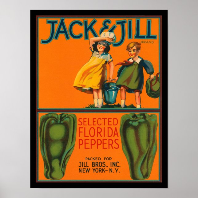 KRW Vintage Jack & Jill Peppers Crate Label Poster (Front)