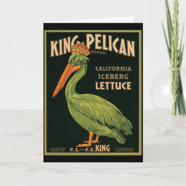 KRW Vintage King Pelican Lettuce Crate Label Card (Front)