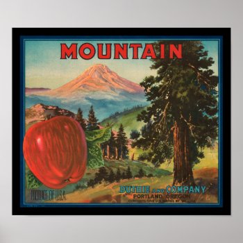 Krw Vintage Mountain Apples Fruit Crate Label Poster by KRWOldWorld at Zazzle