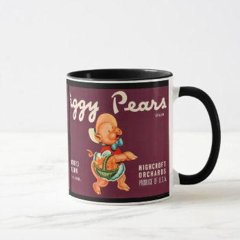 Krw Vintage Piggy Pears Fruit Crate Label Mug by KRWOldWorld at Zazzle