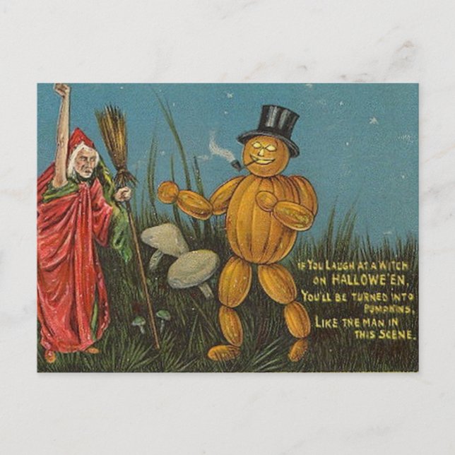 KRW Vintage Pumpkin Man Halloween Card (Front)
