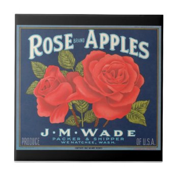 Krw Vintage Rose Apples Fruit Crate Label Tile by KRWOldWorld at Zazzle